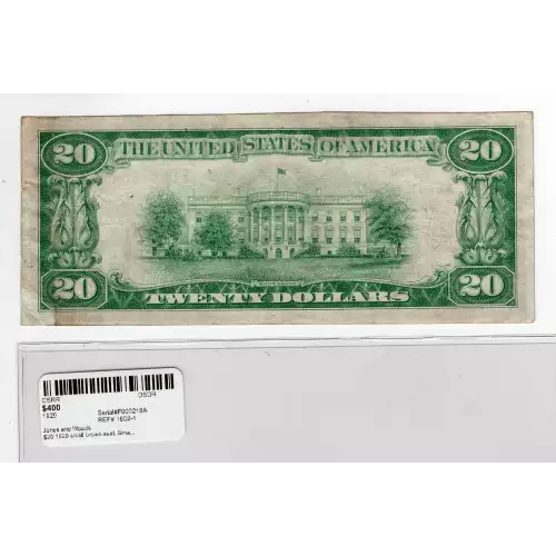 $20 1929 small brown seal. Small National Bank Notes 1802-1 (2)