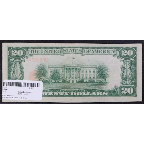 $20 1929 small brown seal. Small National Bank Notes 1802-1 (3)