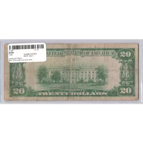 $20 1929 small brown seal. Small National Bank Notes 1802-1