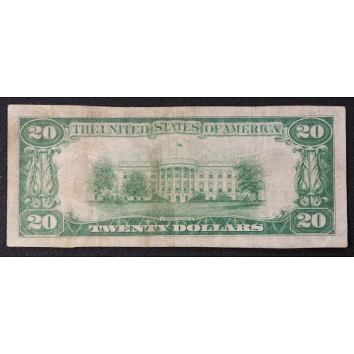 $20 1929 small brown seal. Small National Bank Notes 1802-1