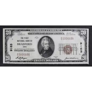 $20 1929 small brown seal. Small National Bank Notes 1802-1 (2)