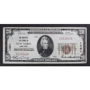 $20 1929 small brown seal. Small National Bank Notes 1802-1 (3)