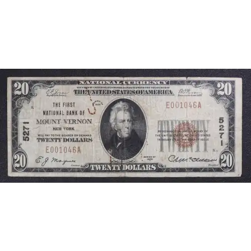 $20 1929 small brown seal. Small National Bank Notes 1802-1 (3)