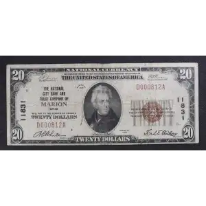 $20 1929 small brown seal. Small National Bank Notes 1802-1 (3)