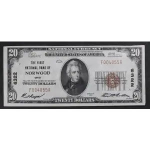 $20 1929 small brown seal. Small National Bank Notes 1802-1 (2)