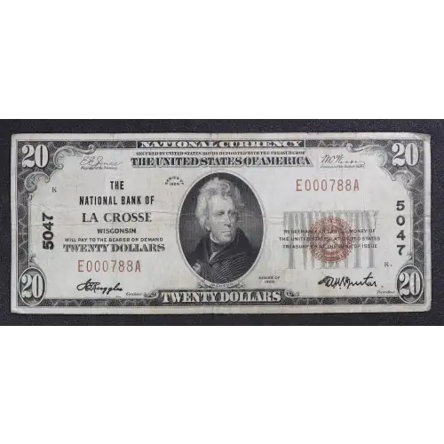 $20 1929 small brown seal. Small National Bank Notes 1802-1 (3)