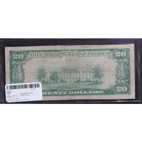 $20 1929 small brown seal. Small National Bank Notes 1802-1