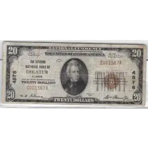 $20 1929 small brown seal. Small National Bank Notes 1802-1 (2)