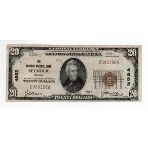 $20 1929 small brown seal. Small National Bank Notes 1802-1