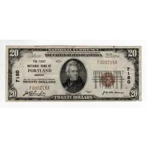 $20 1929 small brown seal. Small National Bank Notes 1802-1