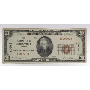 $20 1929 small brown seal. Small National Bank Notes 1802-1