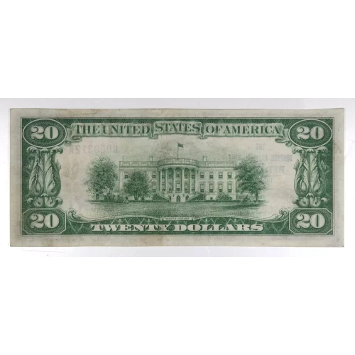 $20 1929 small brown seal. Small National Bank Notes 1802-1