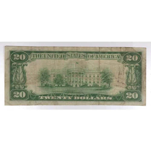 $20 1929 small brown seal. Small National Bank Notes 1802-1