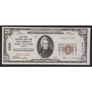 $20 1929 small brown seal. Small National Bank Notes 1802-1