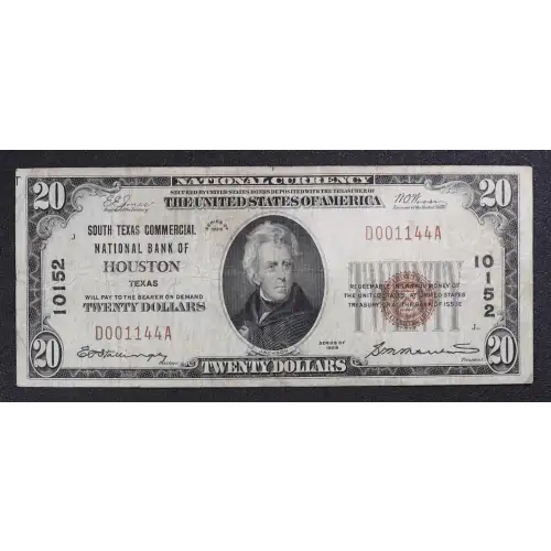 $20 1929 small brown seal. Small National Bank Notes 1802-1 (3)