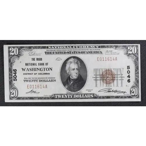 $20 1929 small brown seal. Small National Bank Notes 1802-1 (3)