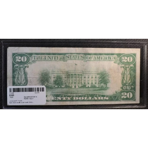 $20 1929 small brown seal. Small National Bank Notes 1802-1 (3)
