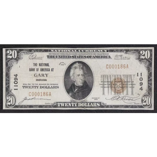 $20 1929 small brown seal. Small National Bank Notes 1802-1 (3)