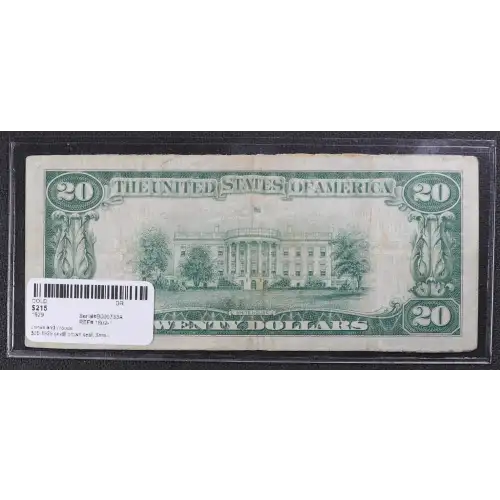 $20 1929 small brown seal. Small National Bank Notes 1802-1 (2)