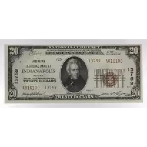 $20 1929 small brown seal. Small National Bank Notes 1802-2 (2)