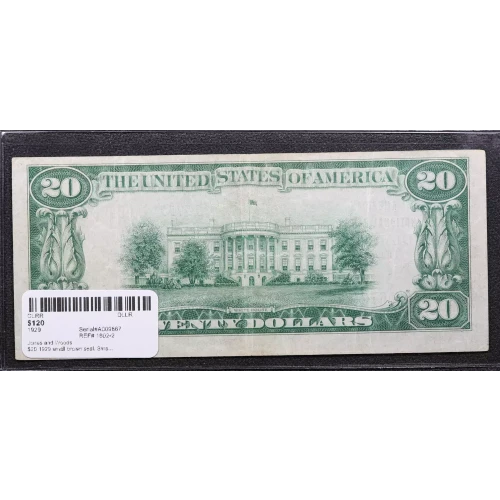 $20 1929 small brown seal. Small National Bank Notes 1802-2 (3)