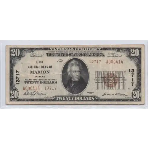 $20 1929 small brown seal. Small National Bank Notes 1802-2 (2)