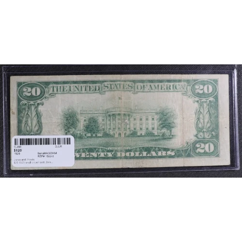 $20 1929 small brown seal. Small National Bank Notes 1802-2 (2)