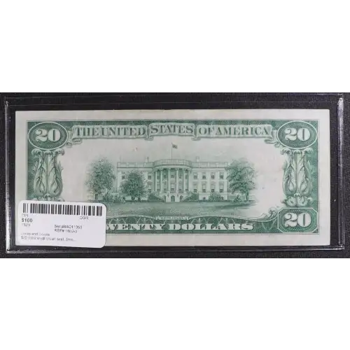 $20 1929 small brown seal. Small National Bank Notes 1802-2