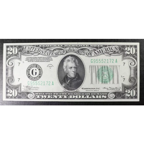 $20 1934-A. blue-Green seal. Small Size $20 Federal Reserve Notes 2055-G (3)