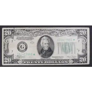 $20 1934-C. blue-Green seal. Small Size $20 Federal Reserve Notes 2057-G* (2)