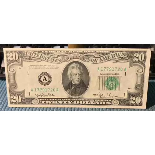 $20 1950 blue-Green seal. Small Size $20 Federal Reserve Notes 2059-A