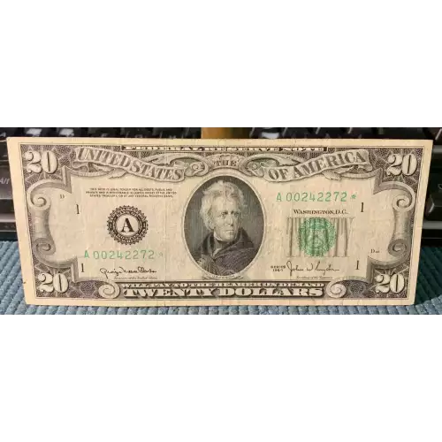$20 1950 blue-Green seal. Small Size $20 Federal Reserve Notes 2059-A* (2)
