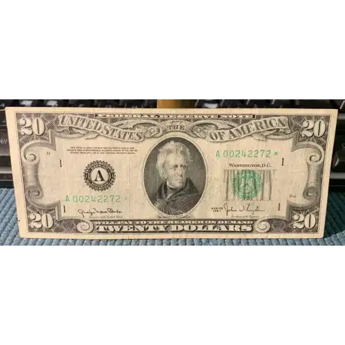 $20 1950 blue-Green seal. Small Size $20 Federal Reserve Notes 2059-A* (2)