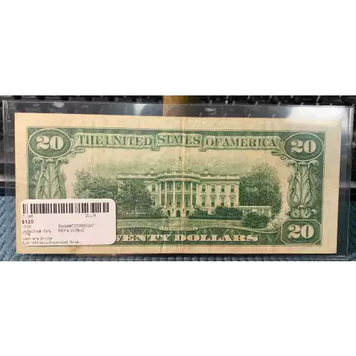 $20 1950 blue-Green seal. Small Size $20 Federal Reserve Notes 2059-C*