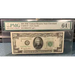 $20 1950 blue-Green seal. Small Size $20 Federal Reserve Notes 2059-D* (2)