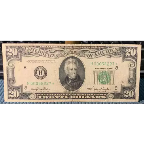 $20 1950 blue-Green seal. Small Size $20 Federal Reserve Notes 2059-H* (2)