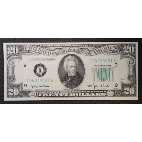 $20 1950 blue-Green seal. Small Size $20 Federal Reserve Notes 2059-H