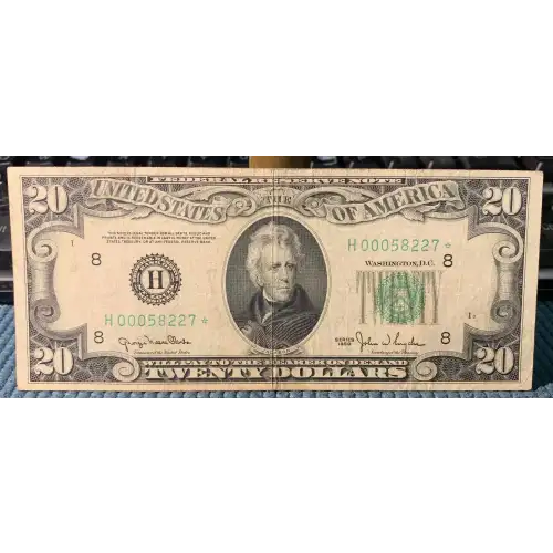 $20 1950 blue-Green seal. Small Size $20 Federal Reserve Notes 2059-H* (2)
