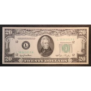 $20 1950 blue-Green seal. Small Size $20 Federal Reserve Notes 2059-L (2)