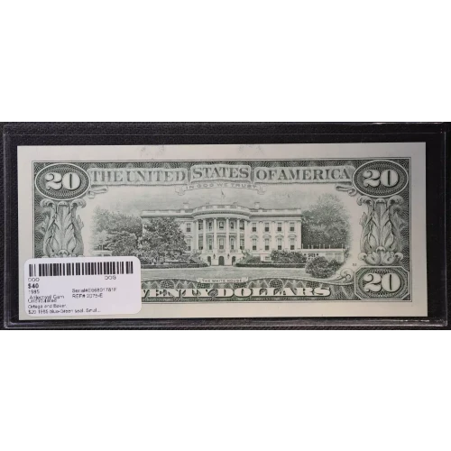 $20 1985 blue-Green seal. Small Size $20 Federal Reserve Notes 2075-E (2)