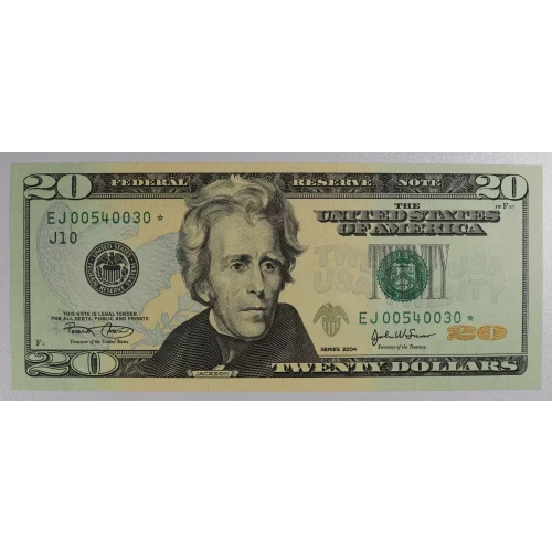 $20 2004 blue-Green seal. Small Size $20 Federal Reserve Notes 2090-J*