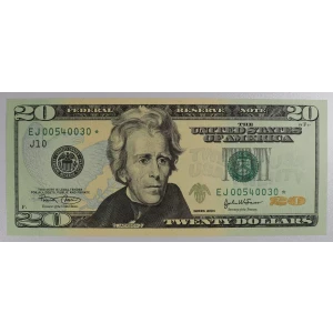 $20 2004 blue-Green seal. Small Size $20 Federal Reserve Notes 2090-J*