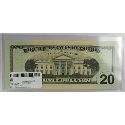 $20 2004 blue-Green seal. Small Size $20 Federal Reserve Notes 2090-J* (3)