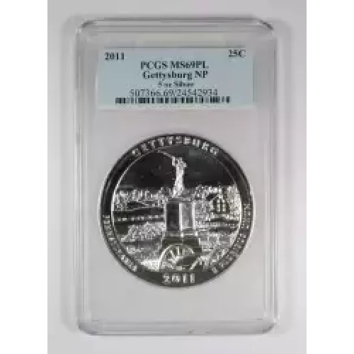 2011 25C Gettysburg NP 5 oz Silver, PL