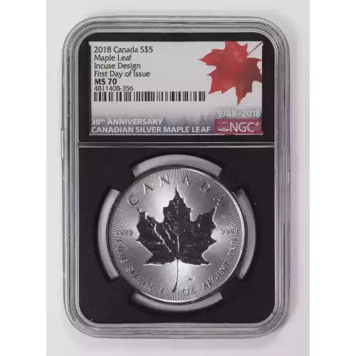 2018 Canada Silver 1 Oz. Maple Leaf NGC MS70 First Day