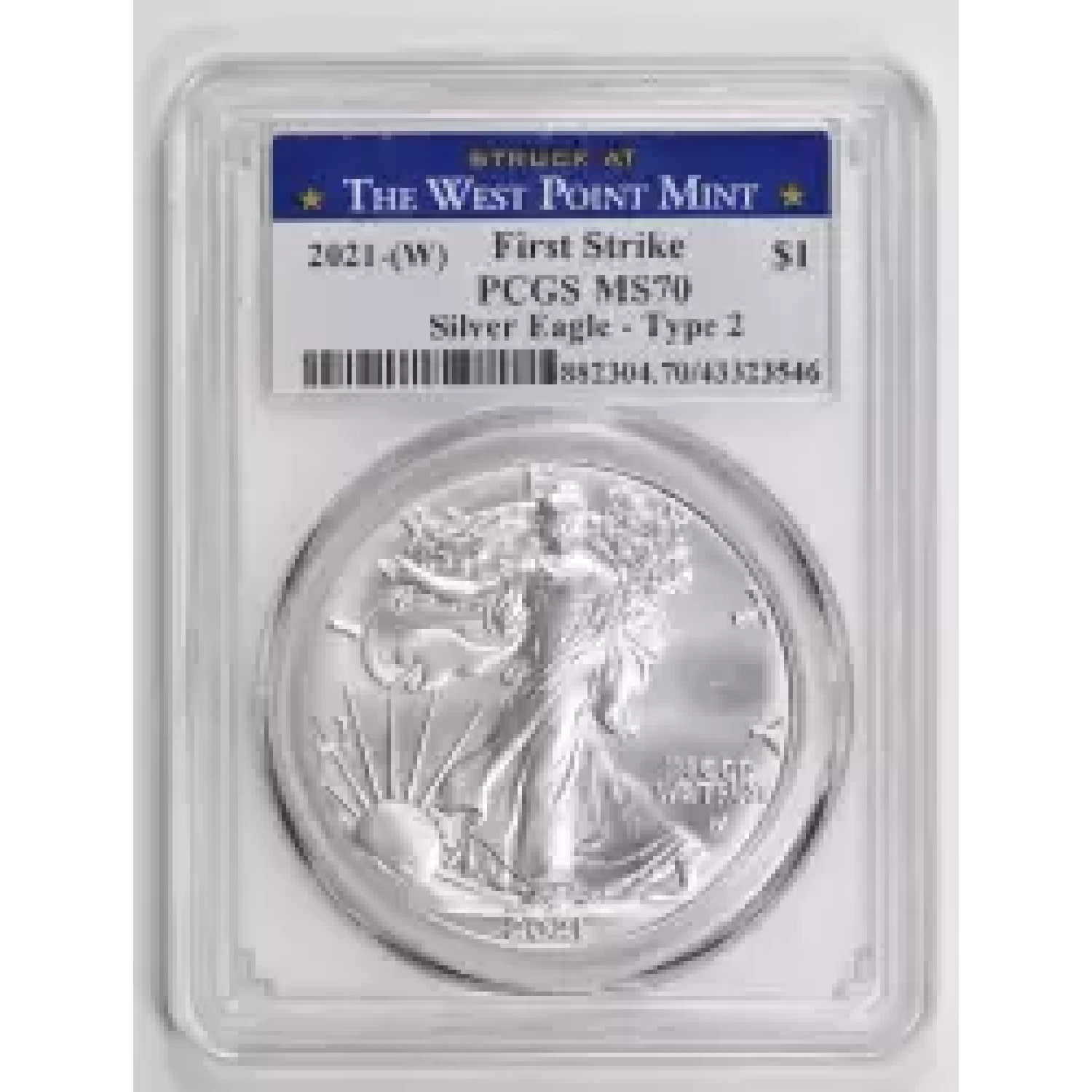 2021-(W) $1 Silver Eagle - Type 2 Struck at West Point First Strike