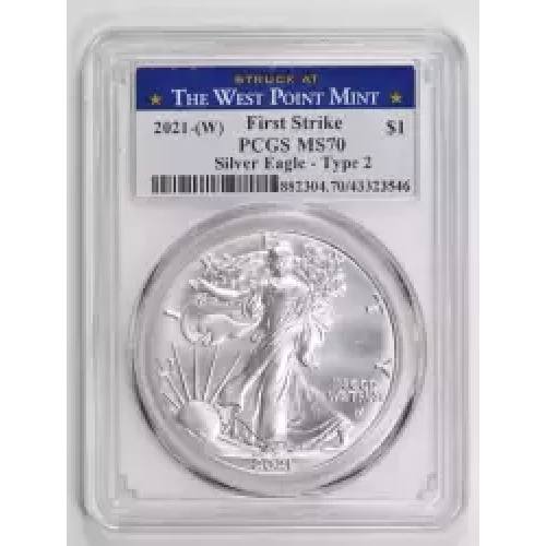 2021-(W) $1 Silver Eagle - Type 2 Struck at West Point First Strike