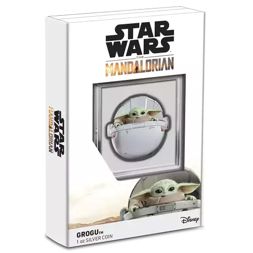 2022 Niue Star Wars Mandalorian Grogu in Pod 1 oz .999 Silver Shaped Coin