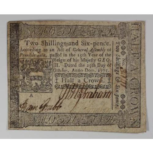 2s6d October 25, 1775  COLONIAL CURRENCY PA-188 (3)