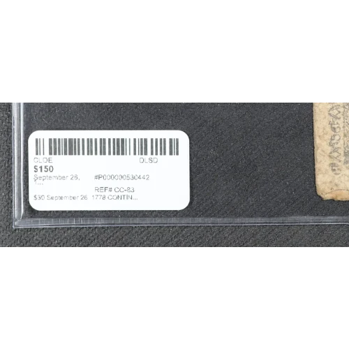 $30 September 26, 1778  CONTINENTAL CURRENCY CC-83